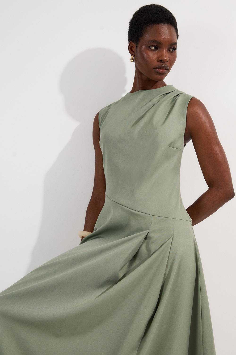 KarenMillen Robe midi asymétrique à corsage drapé ajusté