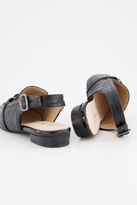 Leder-Mules, Kroko-Optik, Weite H