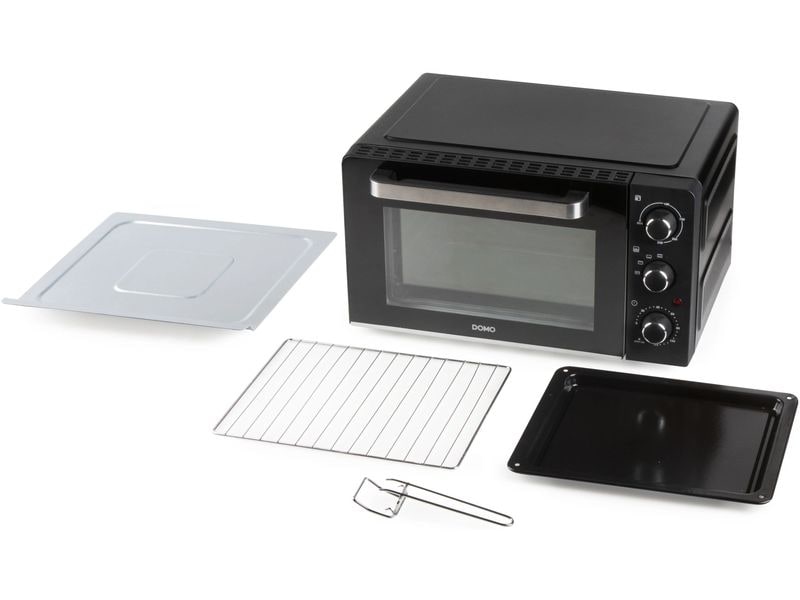 Domo Backofen DO1107GO 28 l, Schwarz Kleinbackofen mit hochwertigem Wärmeelement für gleichmässige Ergebnisse