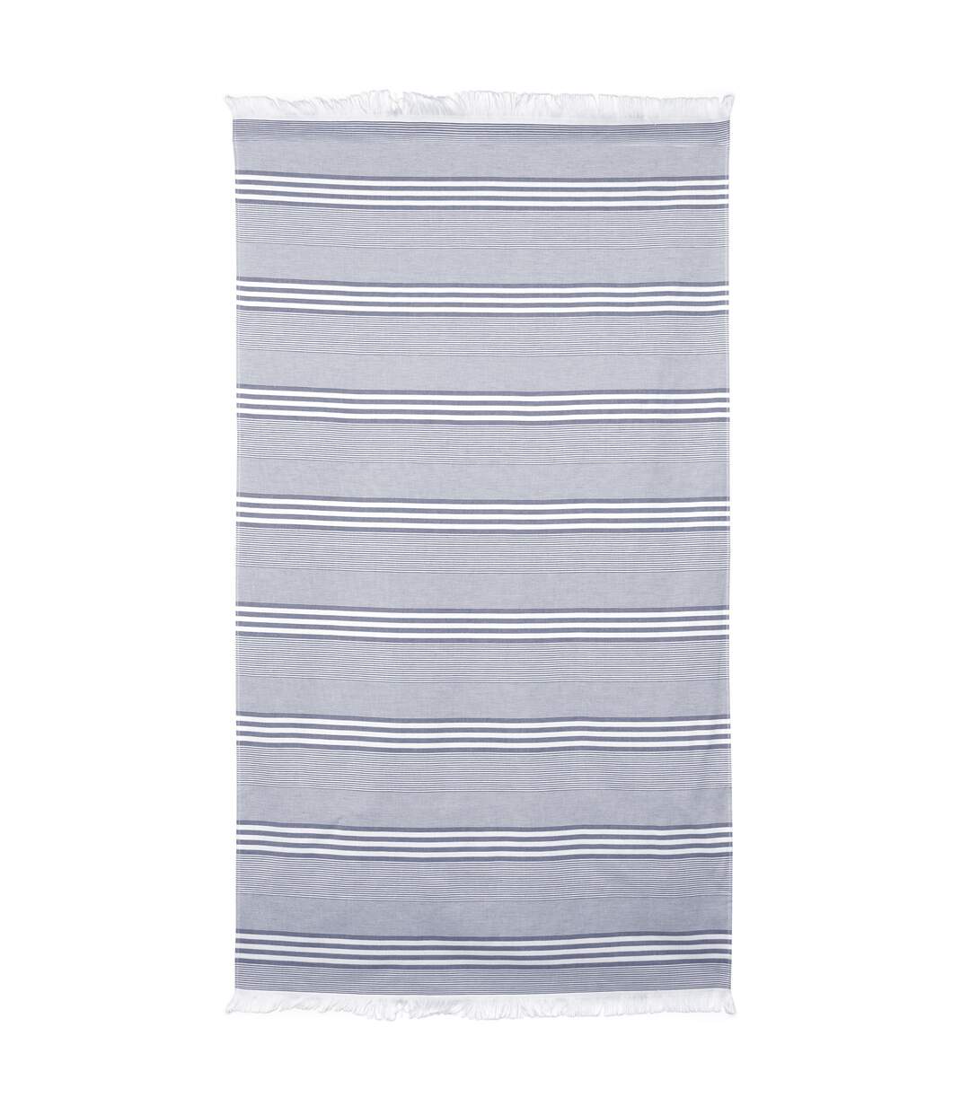 Drap de plage Fouta 100x180 cm coton 290 g/m² VULCANO Rayures Bleu