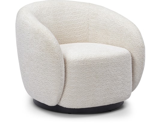 CONCEPT1 - Fauteuil pivotant Assa pivotant ecru effet laine bouclette