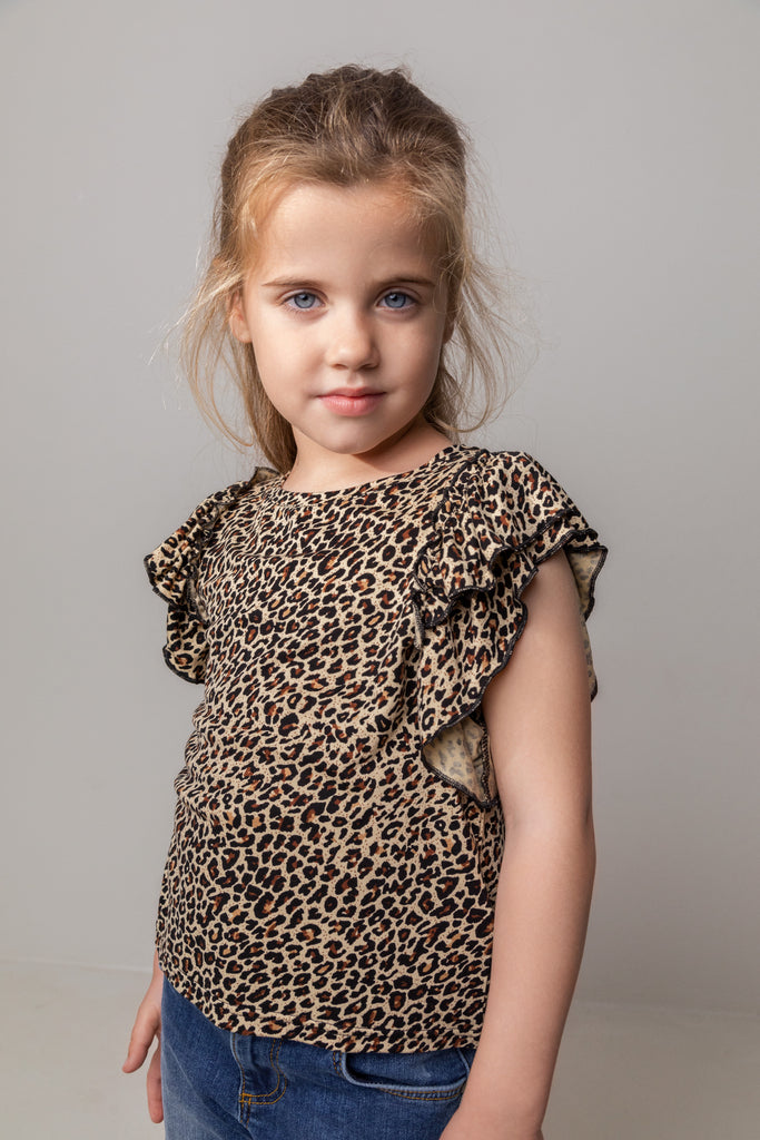 Leo Tavora Frill, T-shirt - Brown Leo