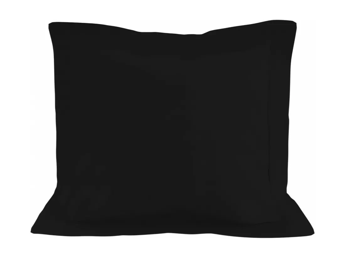 Taie d'oreiller en coton 57 fils 63x63 cm UNI noir, par Soleil d'ocre