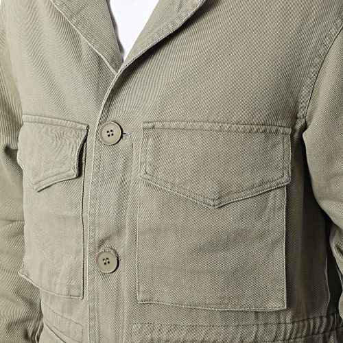 Veste Jean Col Mouton Vert Kaki