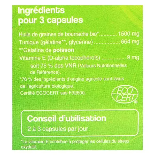 Vitamina E de Borragem Orgânica Nat & Form, 120 cápsulas
