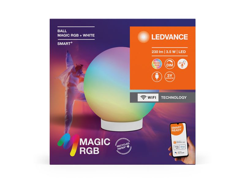 Ledvance SMART  BALL MAGIC RGB RGBW USB Smarte Nacht-/Tischleuchte