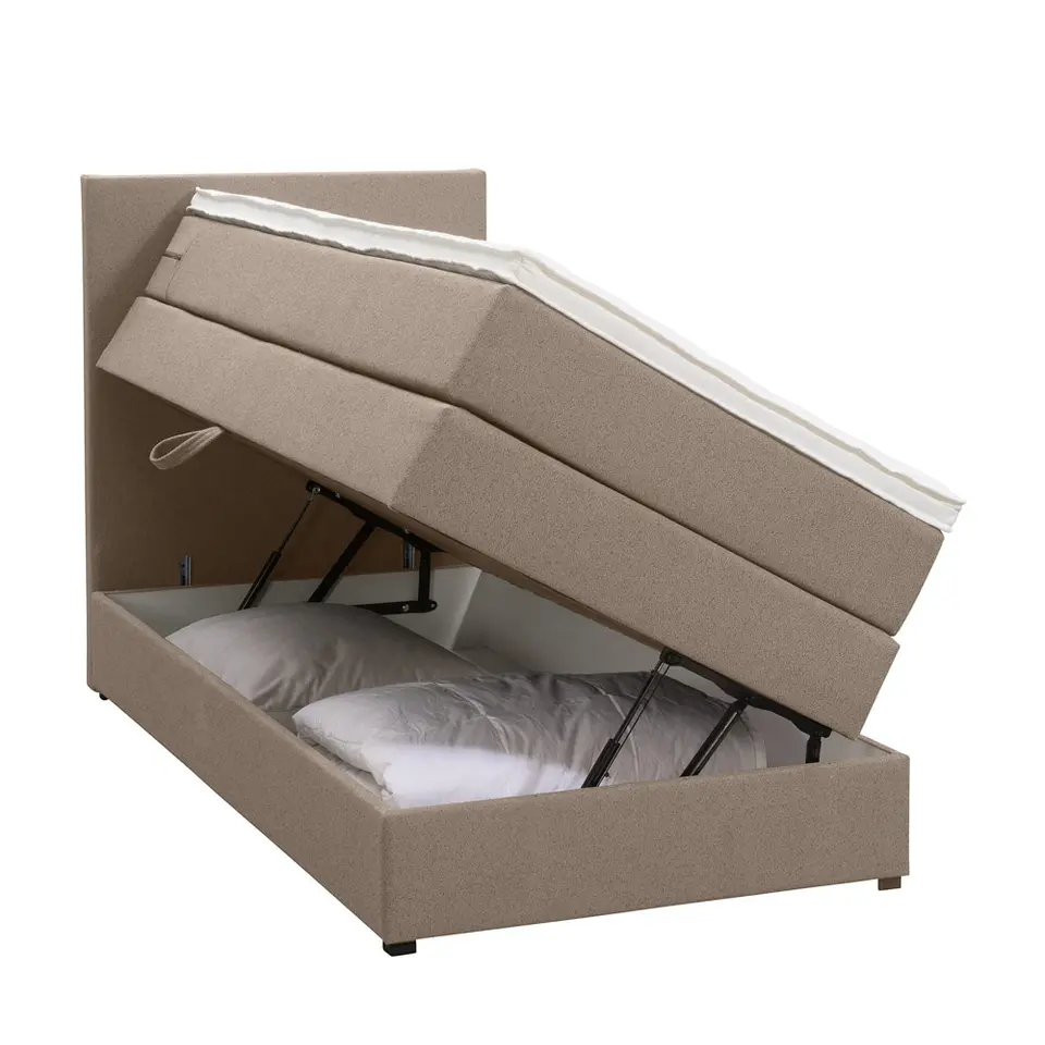 Boxspring met opbergruimte Liv egaal - beige - 90x200 cm