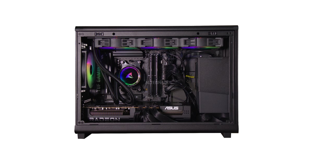 ALTERNATEThunderstorm SFF Ryzen 7 – RX 9070 XT Limited Edition gaming pc  (Zwart/houtkleur | R7 9800X3D | RX 9070 XT | 32 GB | 2 TB SSD)