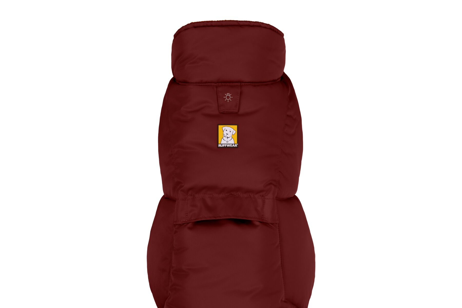 Veste d'hiver pour chien isolée quinzee™ avec passage pour laisses. Couleur: fired brick (rouge foncé), taille: xl