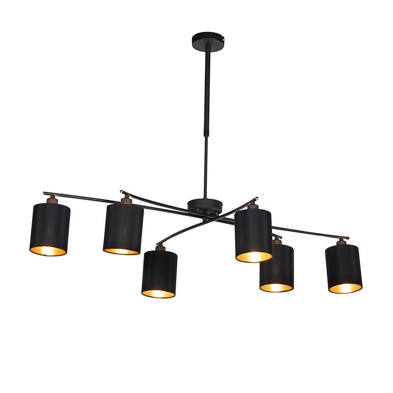 Moderne hanglamp zwart verstelbaar 6-lichts - Lofty