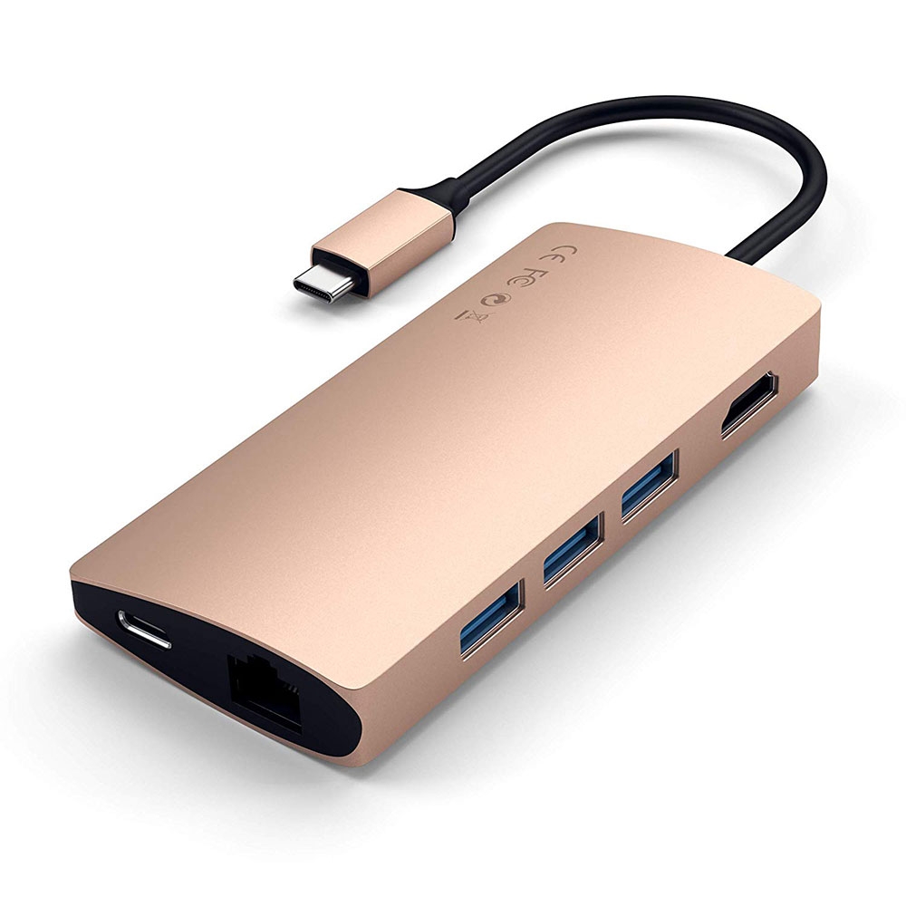 USB C Multiport Adapter V2 Hub mit USB C / 4K HDMI / 3x USB 3.0 / Ethernet / Micro SD Kartenlesegerät (ST-TCMA2G) - Roségold
