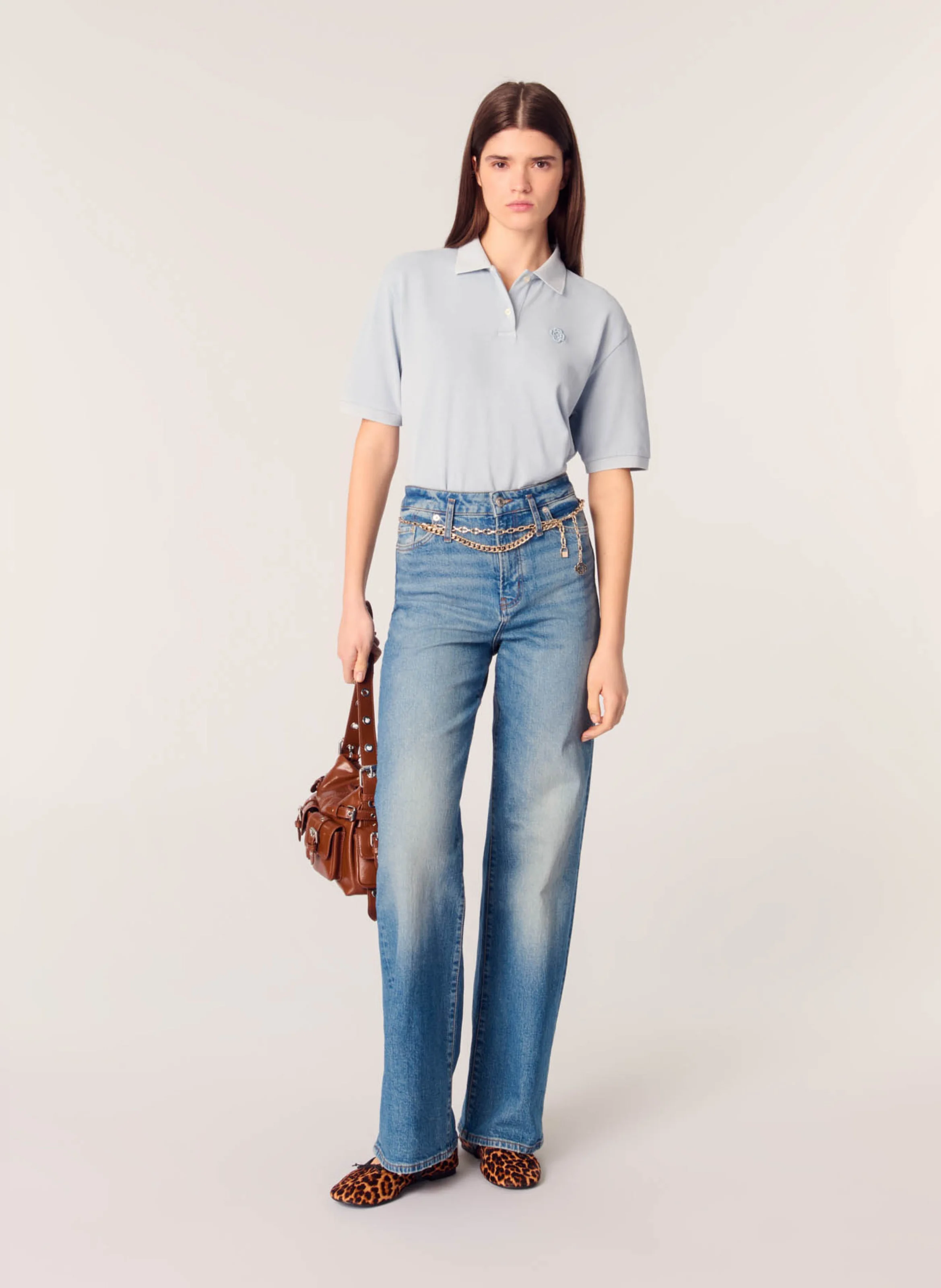 Jean large en denim de coton | Bleu