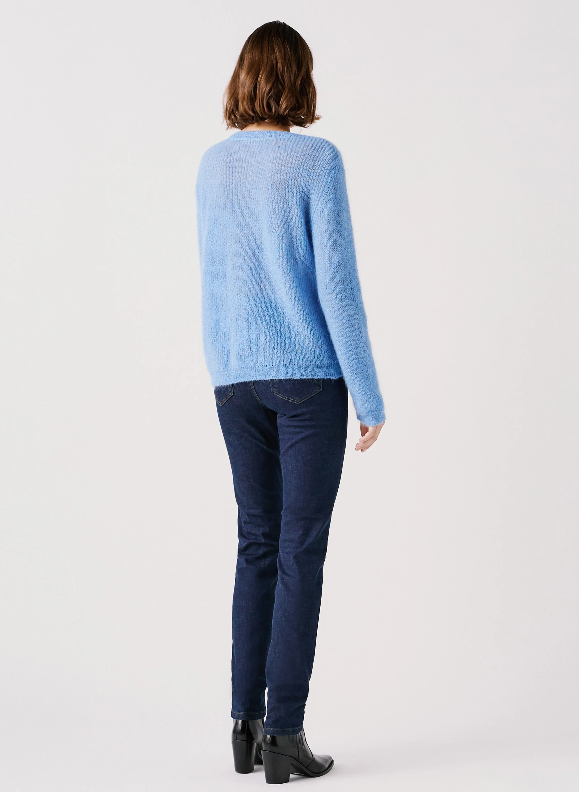 MJOE - Pull droit en laine mélangée | Bleu