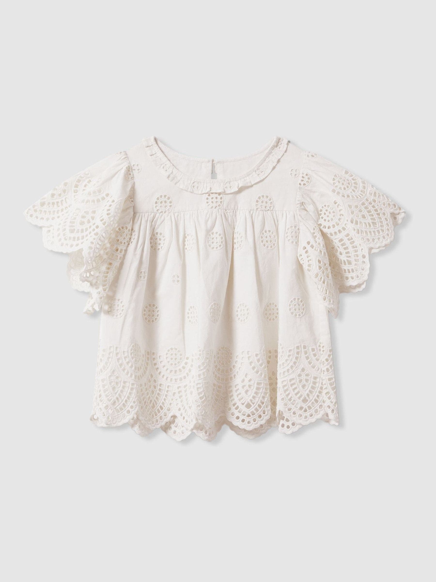 Reiss Laverne Cotton Broderie Blouse