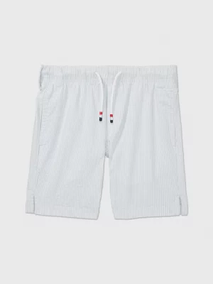 Shorts adaptáveis em seersucker com listras ferroviárias