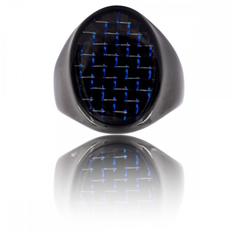 Chevalière Homme Acier Bleu CARBONA