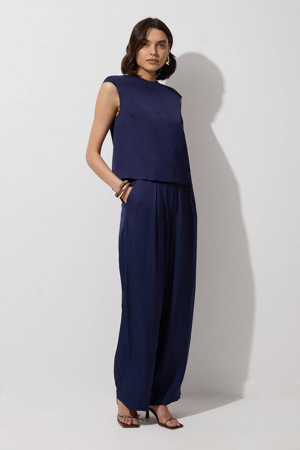 KarenMillen Haut ajusté en viscose et lin avec détails de surpiqûres
