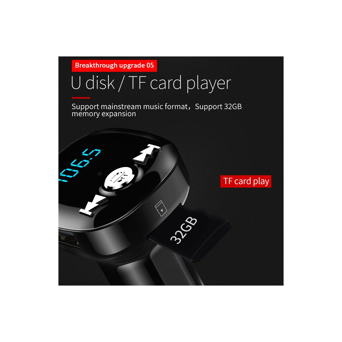 FM-sender til bilen - Bluetooth-adapter med QC3.0 mobillader