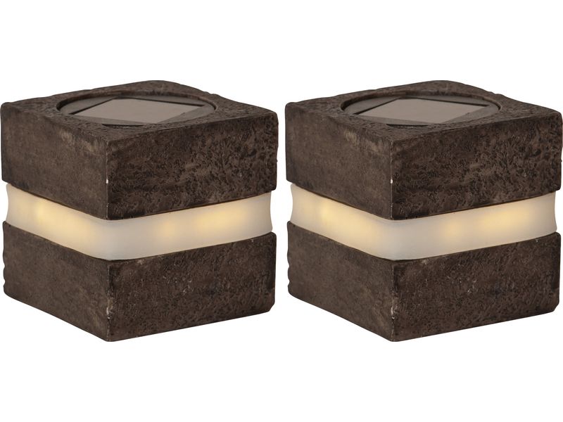 Star Trading Solar Decoration Stonecube Warmweiss, Grau Solargartendekoration