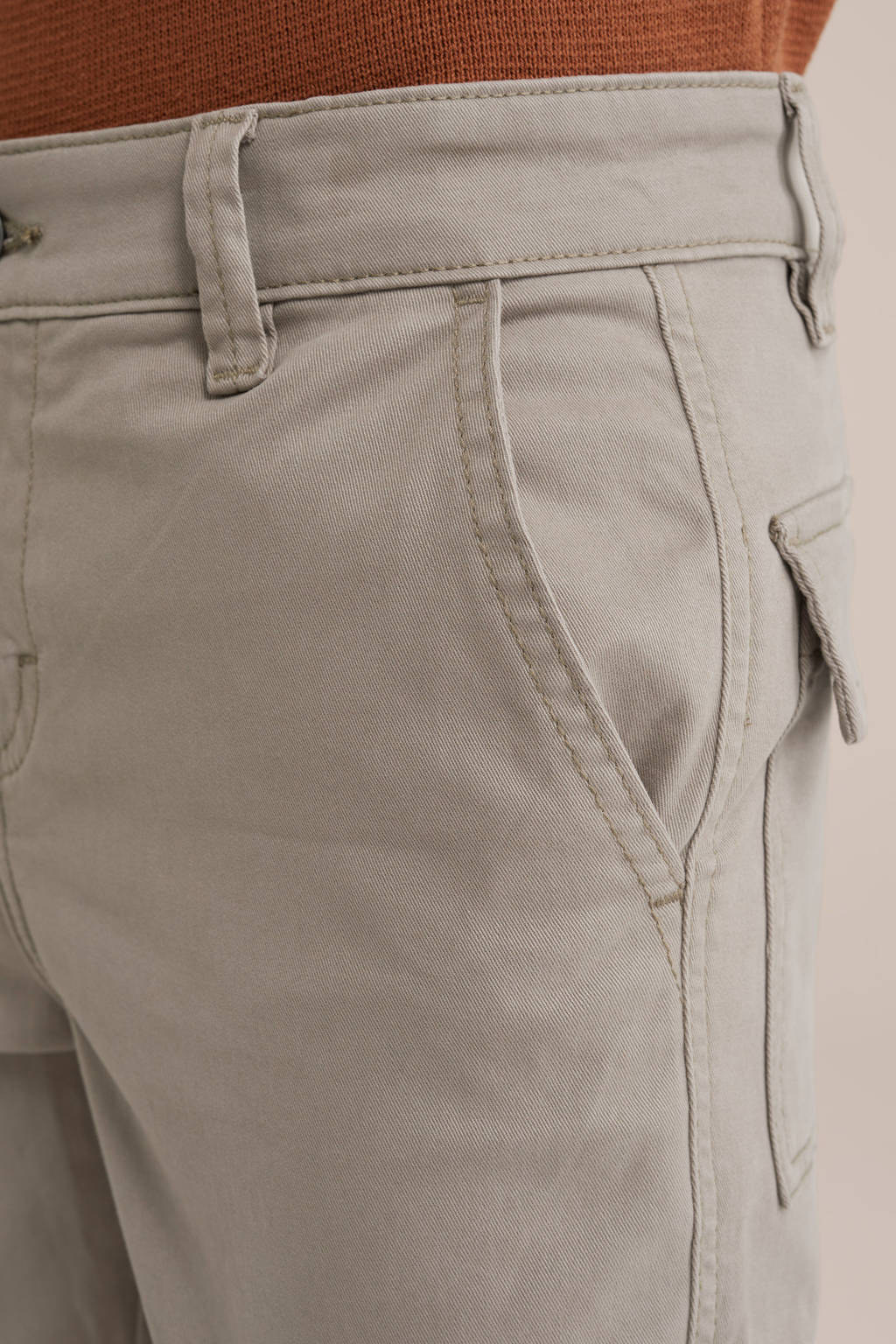 WE Fashion slim cargo broek lichtgrijs