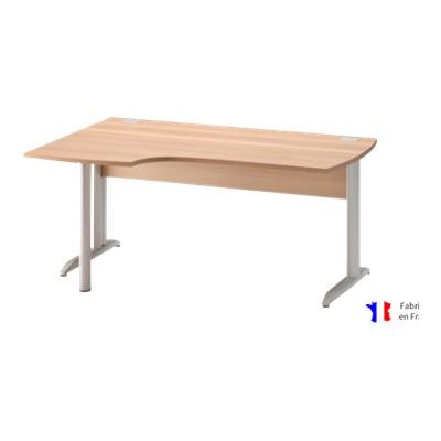 Bureau compact à gauche JAZZ+ - 160 cm - Pieds métal - Hêtre ambré