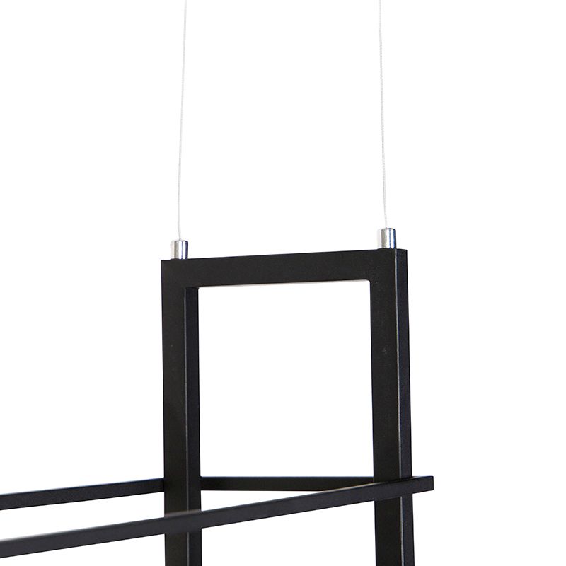 Smart hanglamp zwart met hout en rek 4-lichts incl. Wifi A60 - Cage Rack