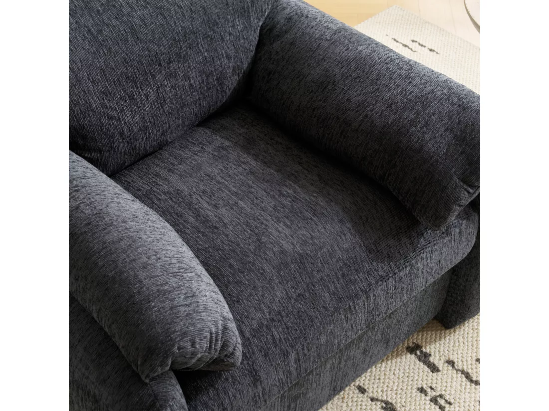 Fauteuil Moderne en Chenille, Canapé Décoratif de Grande Taille, Chaise de Salon et Chambre, Fauteuil Individuel, avec Coussins et Structure en Bois