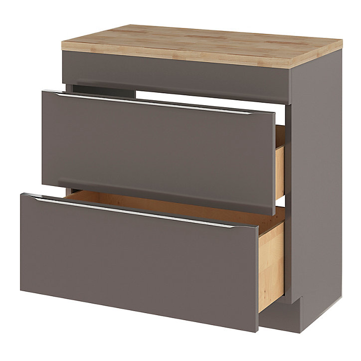 Ensemble salle de bains l.80 cm meuble à poser Imandra gris brillant + plan de toilette chêne