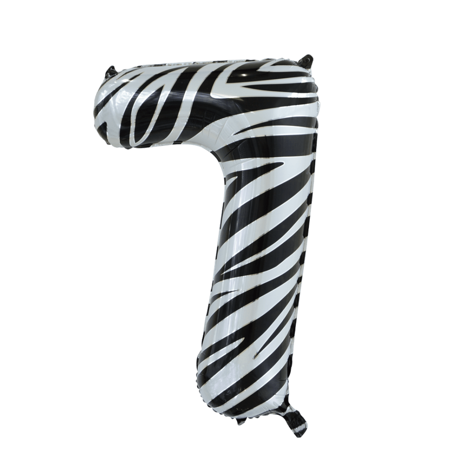 Folie Ballon Cijfer 7 Zebra XL 86cm leeg