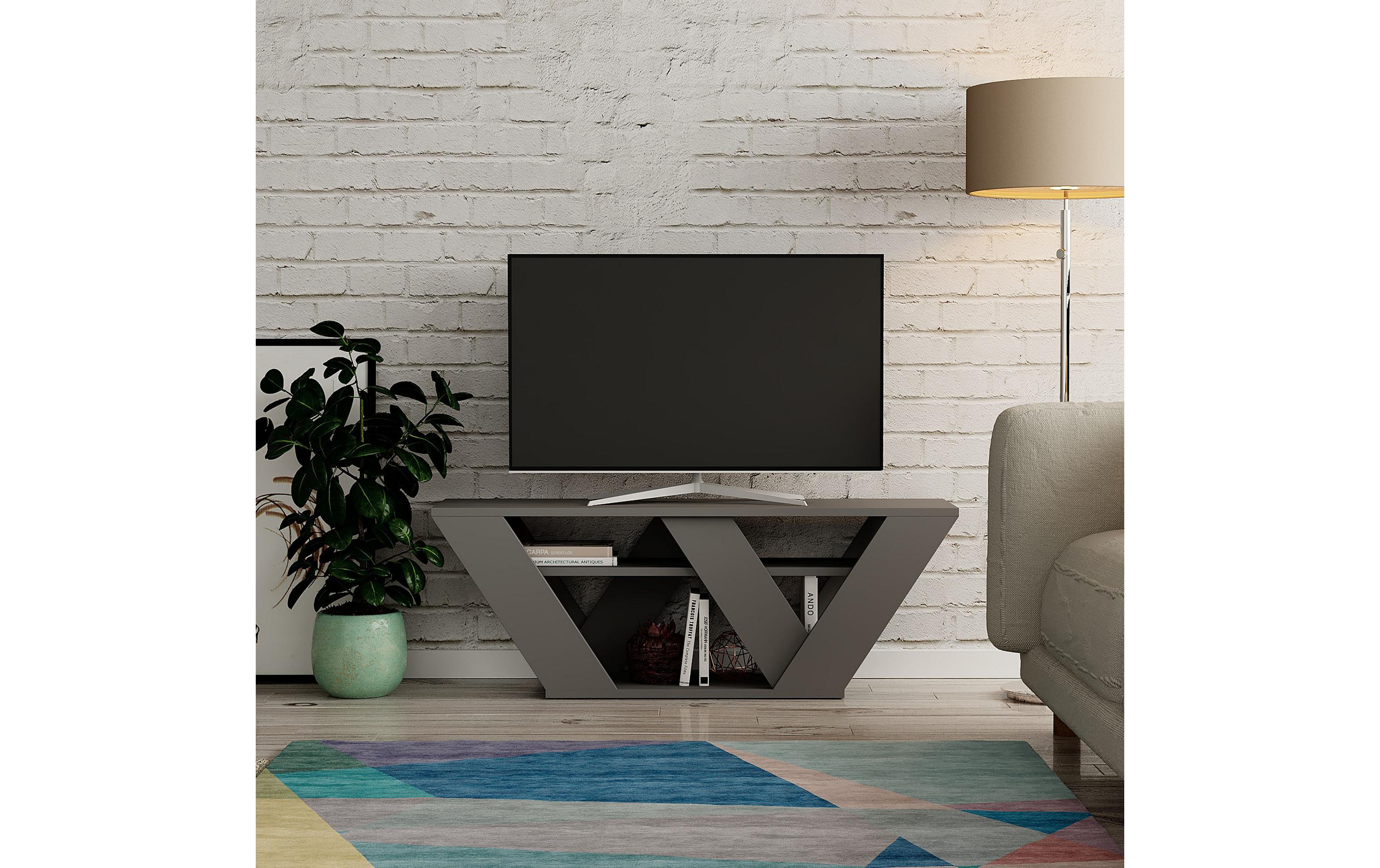 TV-Möbel Pipralla 110 x 30 cm, GrauHochwertiger TV-Ständer