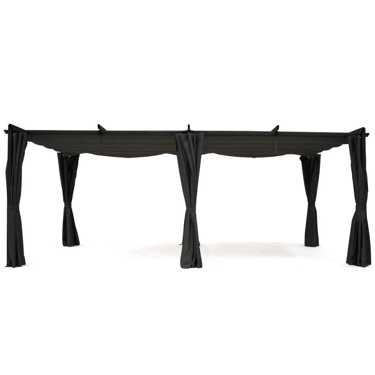 Pergola édition limitée toit rétractable 3x6 M et 6 rideaux gris anthracite