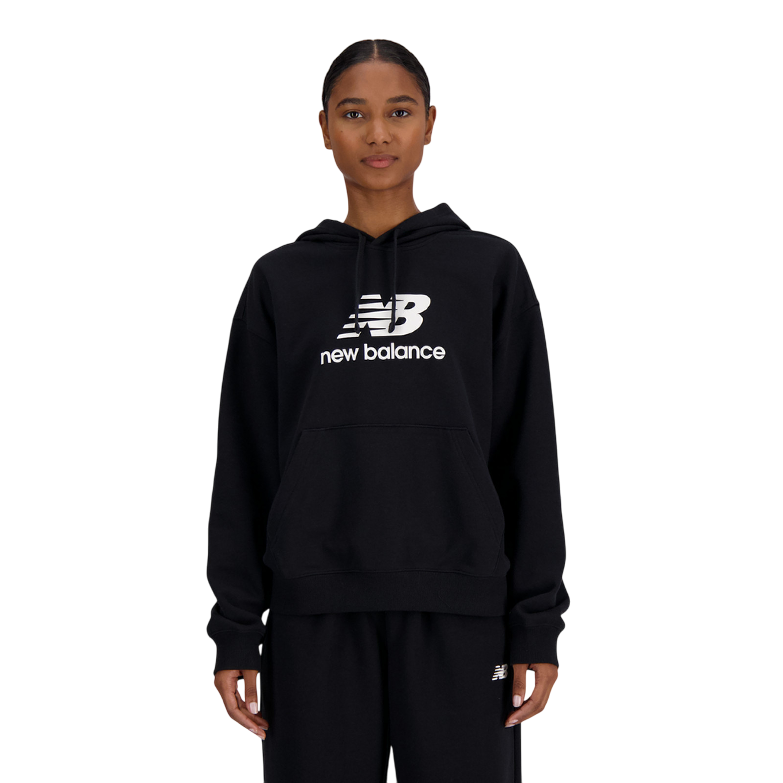 Hoodie Log Essentials French Terry Stacked Black