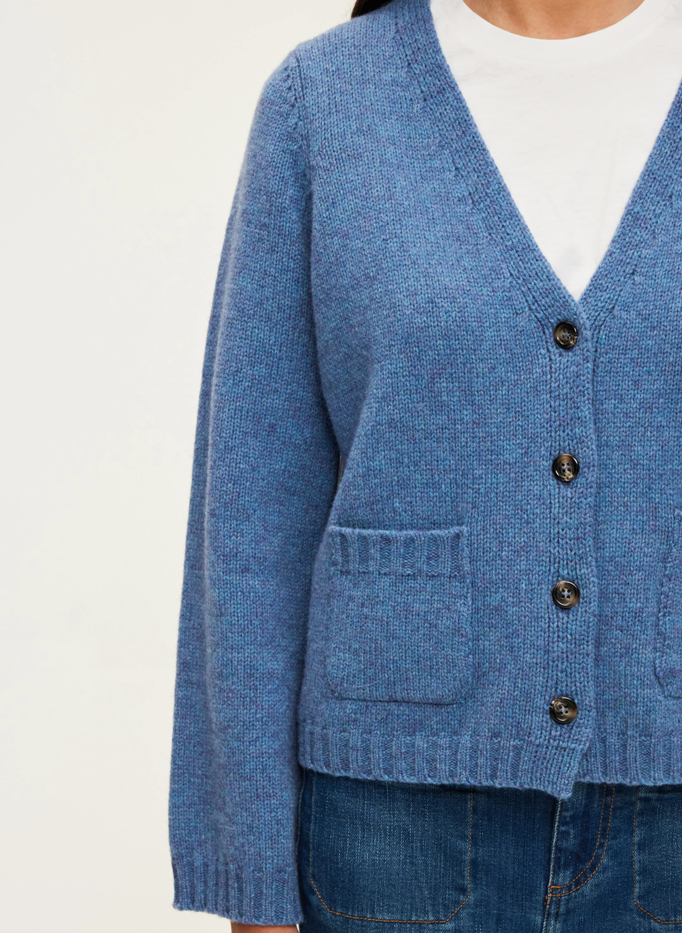 JOZIE - Gilet col V en laine mélangée | Bleu