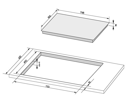 Inductiekookplaat met frame Amica 77 x 52 cm 4 kookzones KMI 13317 E