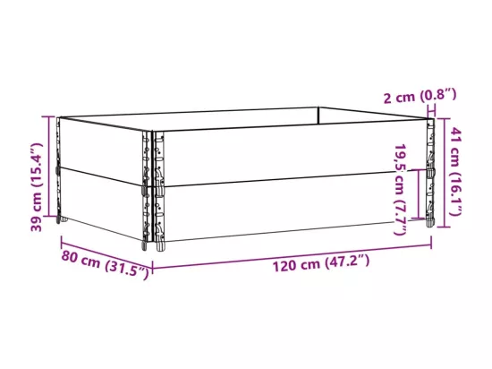 Jardinière bac lit surélevé bois marron 120 x 80 x 41 cm 02_0037413
