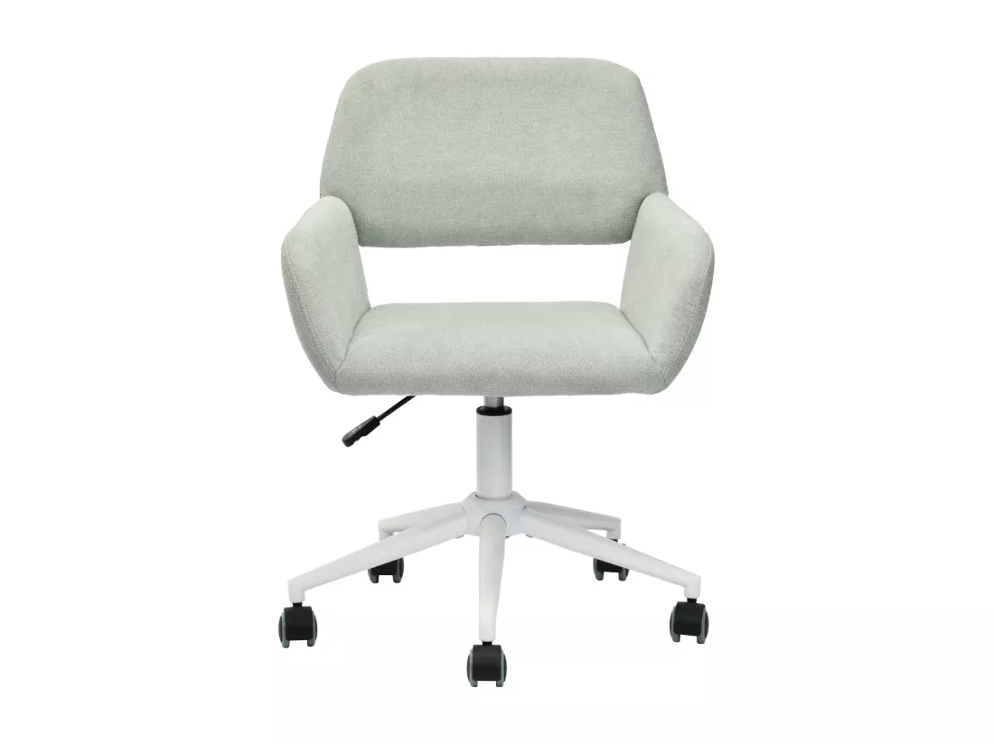URBAN MEUBLE Chaise de bureau tissu vert pâle, réglable en hauteur, rotation à 360° ROSS KD GREEN WHITE LEG