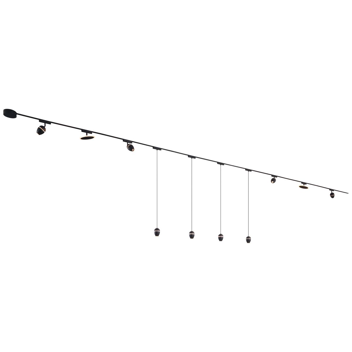 Railsysteem met 10 lampen zwart 1-fase - Magnetic Eggy Puk