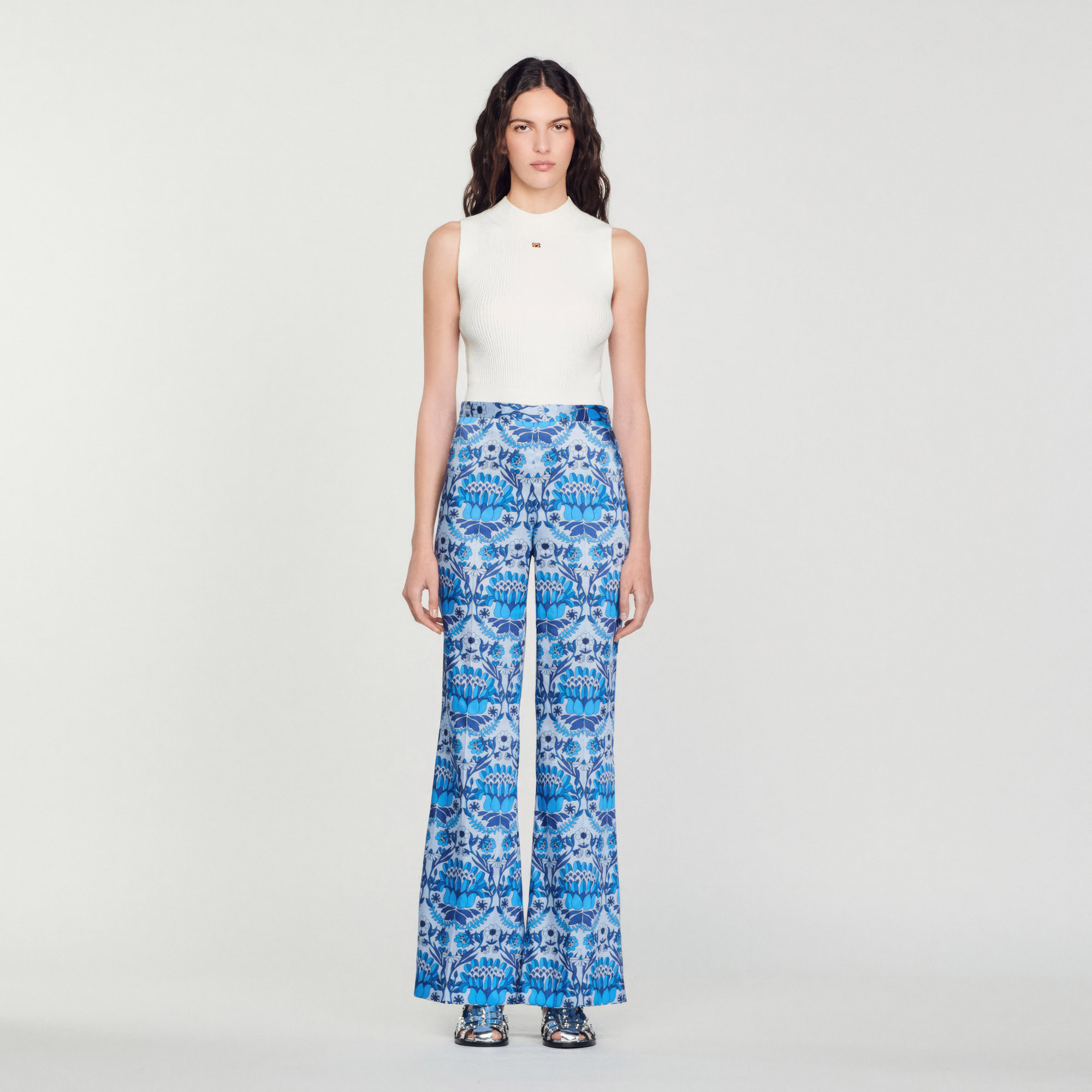 Pantalon fluide imprime foulard