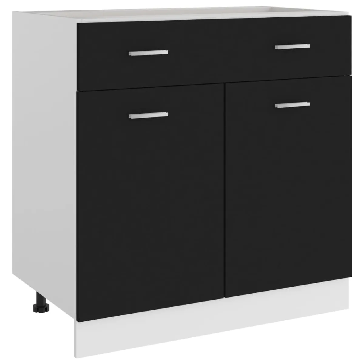 vidaXL Armoire de Plancher à Tiroir Noir