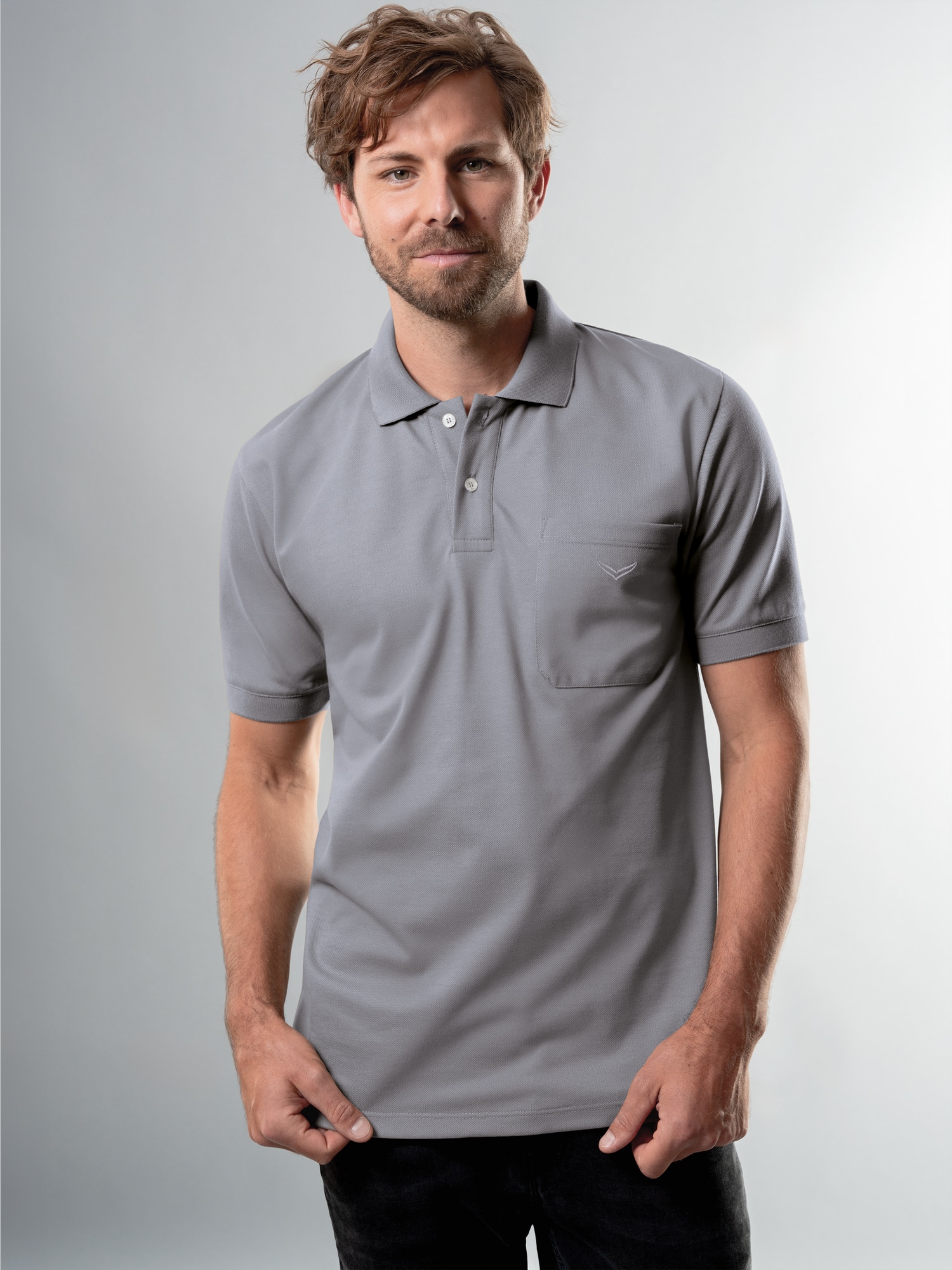 Polohemd mit Brusttasche Cool-grey