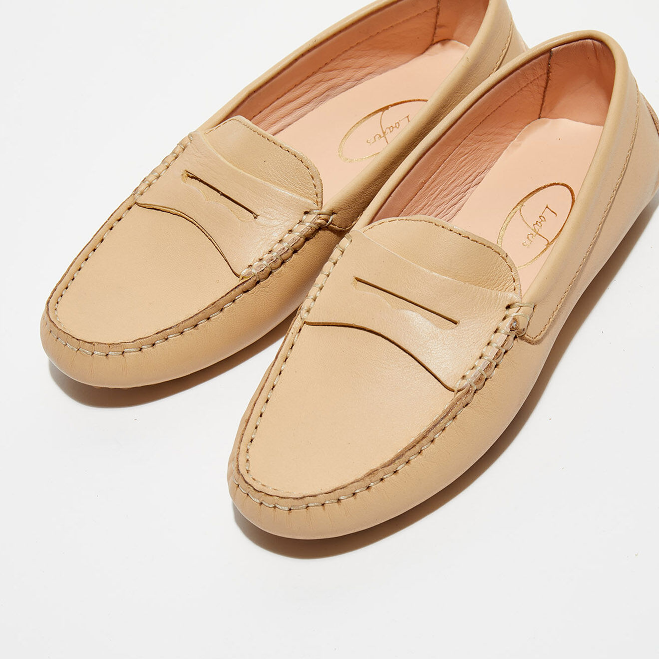 Loafers Mocassins en Cuir Miss beiges
