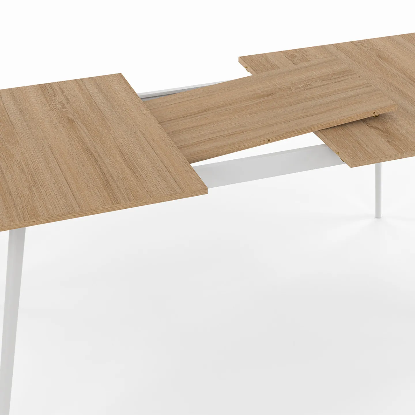 Table scandinave extensible rectangle INGA 6-10 personnes plateau bois pieds blancs 160-200 cm