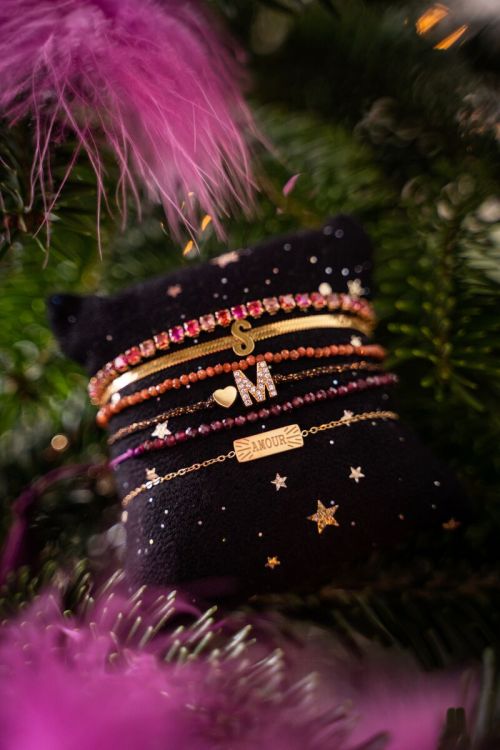 Zwarte initial armband