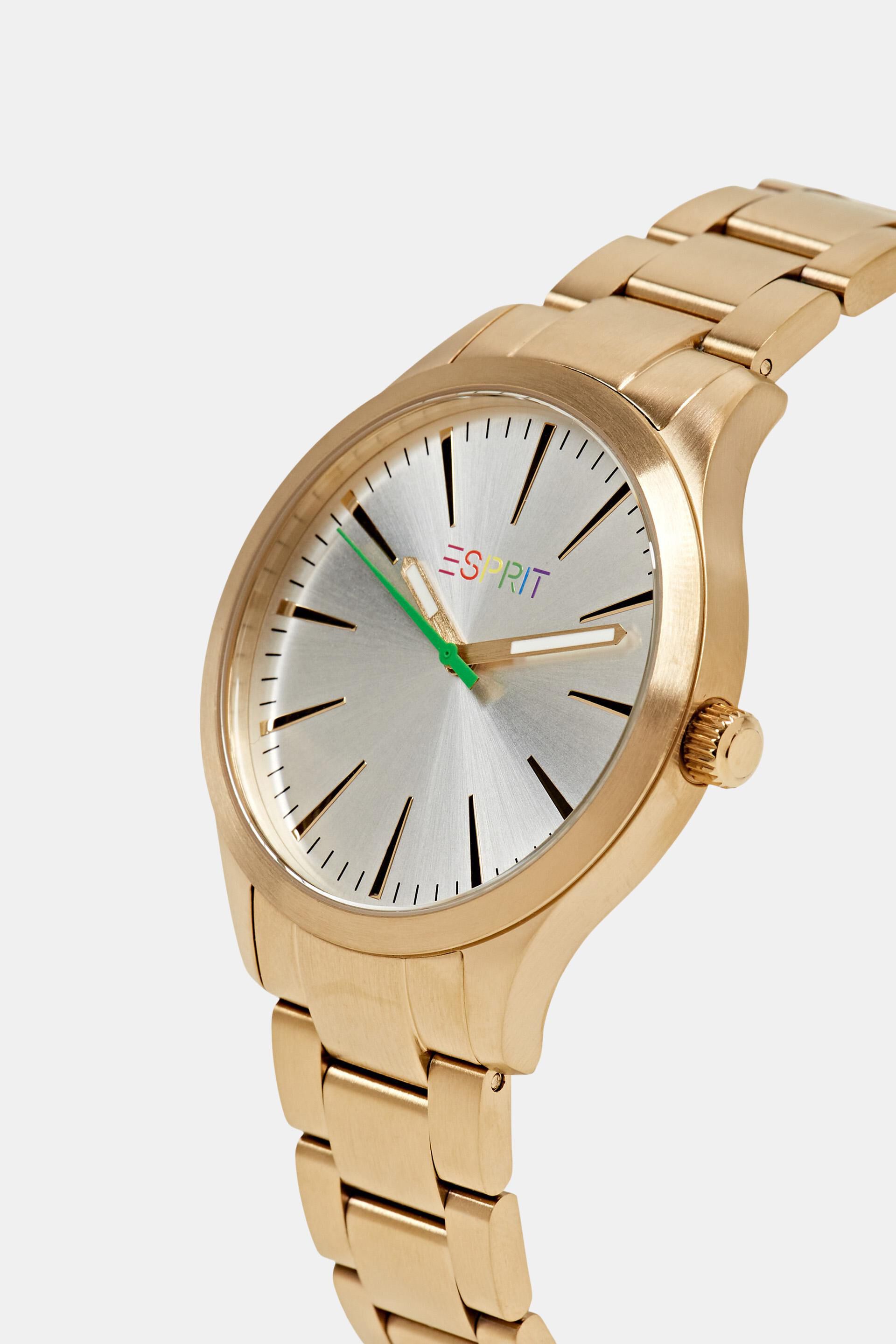 Montre en acier inoxydable ornée d’un logo arc-en-ciel