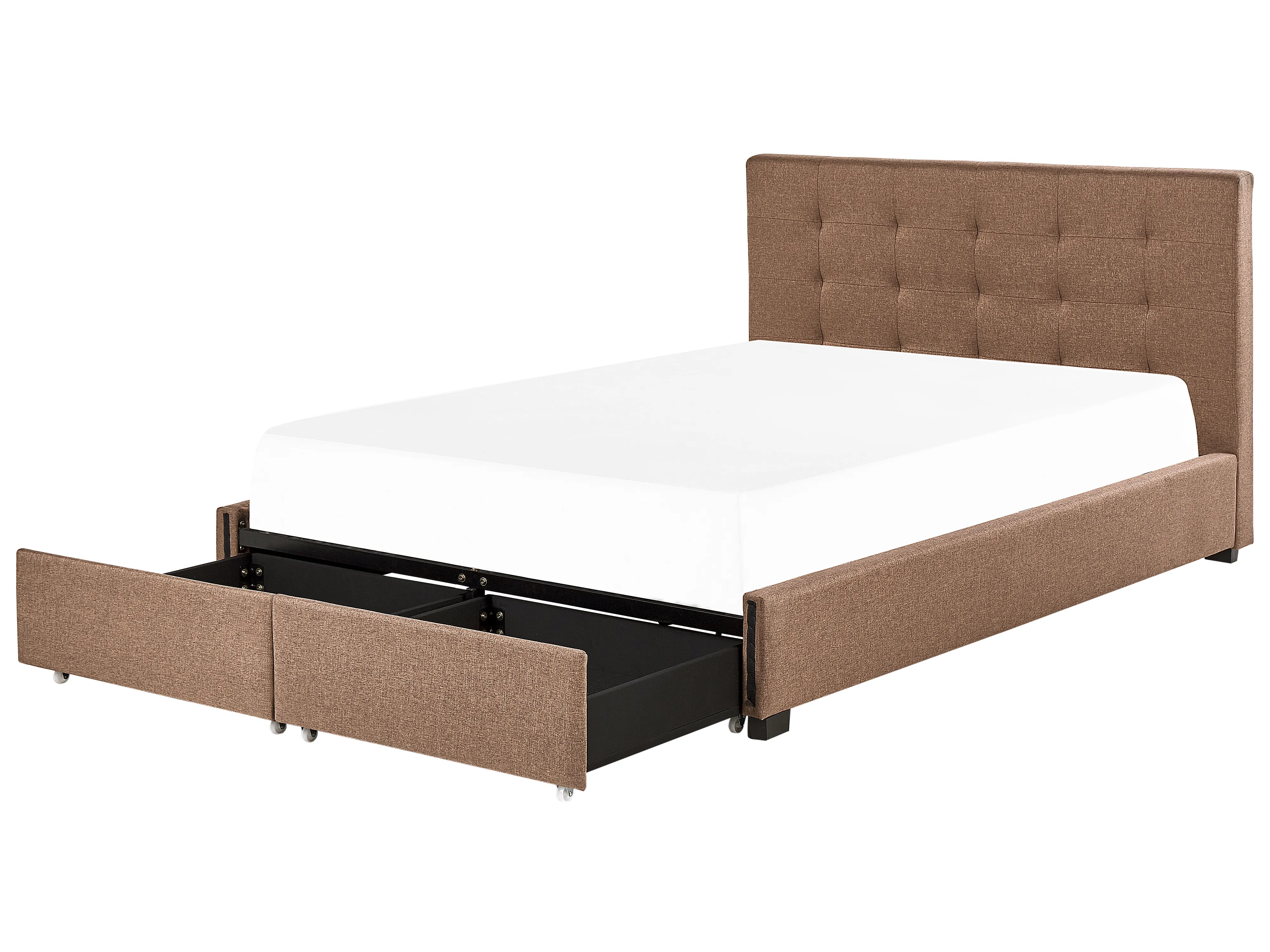 Bed met opbergladen Stof LA ROCHELLE 180 x 200 cm Bruin