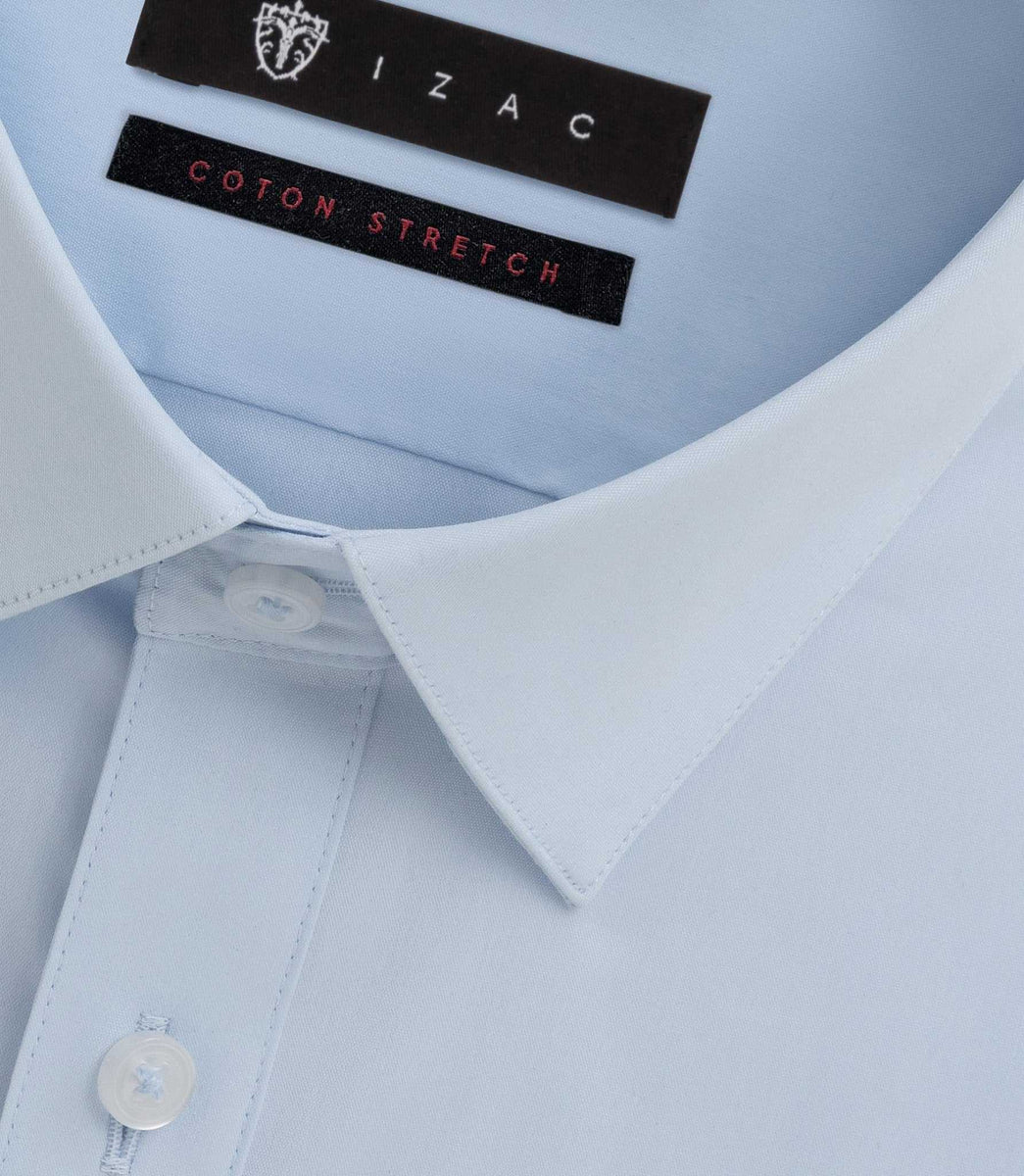 Chemise slim en popeline stretch bleu ciel MALTEBT