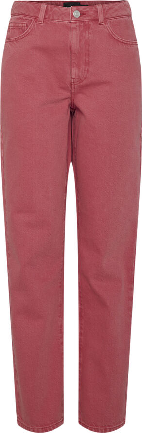 Pieces PCFRIA HW STRAIGHT DENIM PANTS D2D High risk red/washed