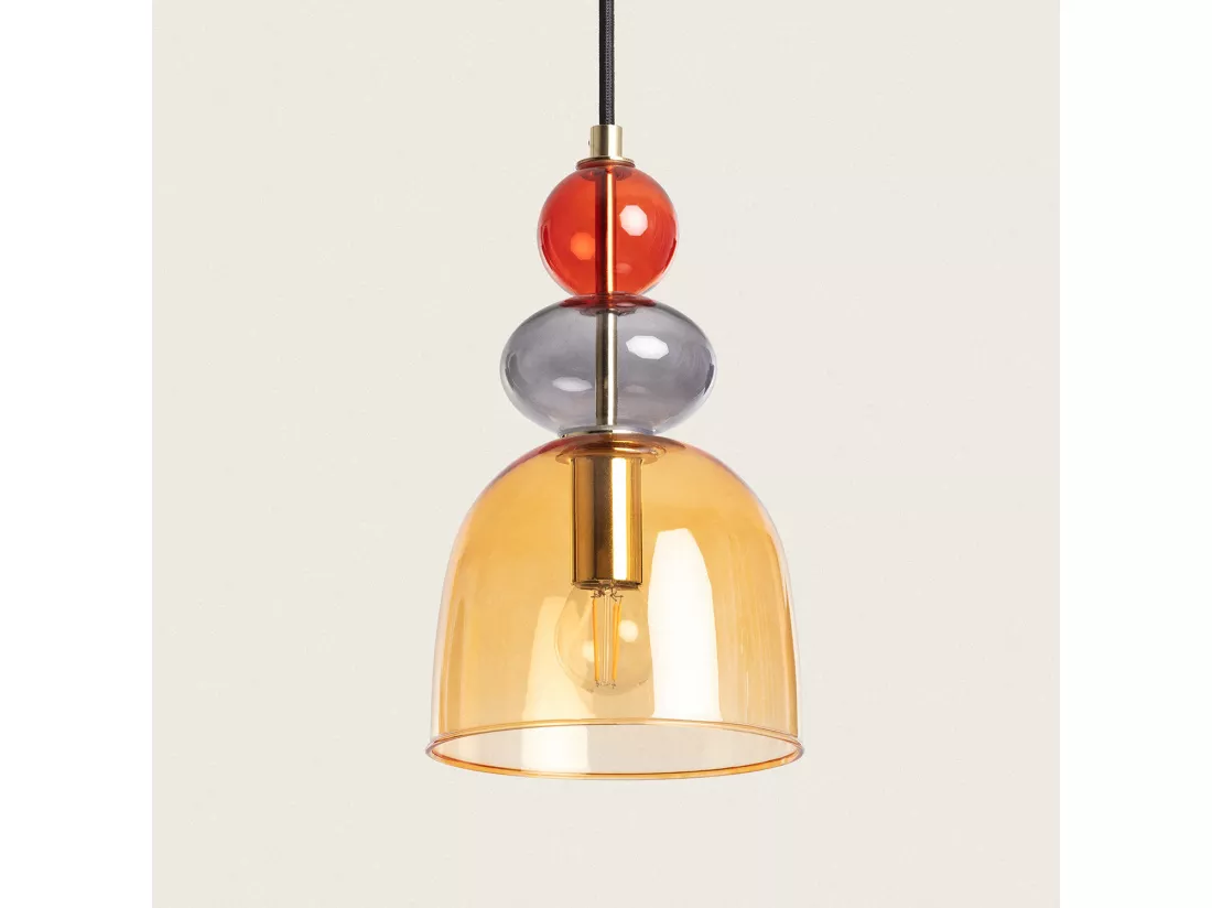 Suspension Métal et Verre Baudelaire Ambre