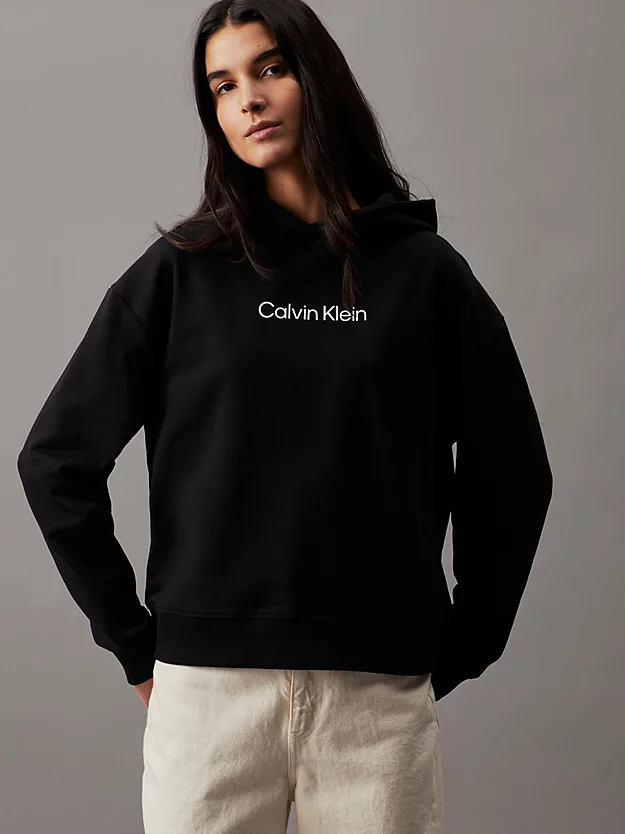 Moletom com capuz em algodão felpudo com logotipo
