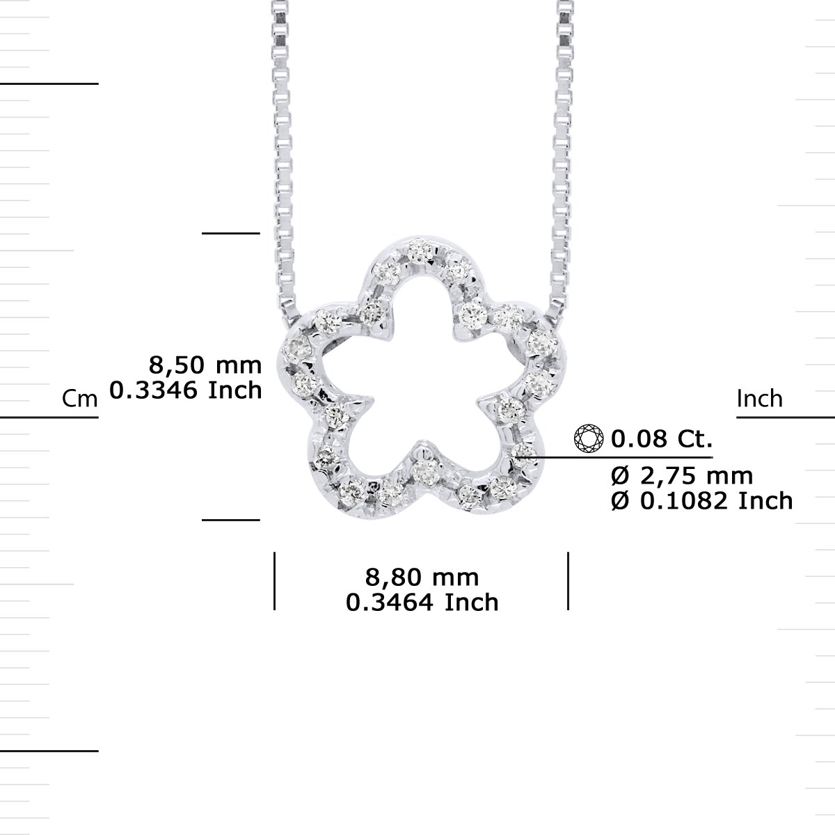 Collier FLOWER Diamants 0,15 Cts Or Blanc